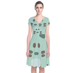 Lineless Background For Minty Wildlife Monster Short Sleeve Front Wrap Dress