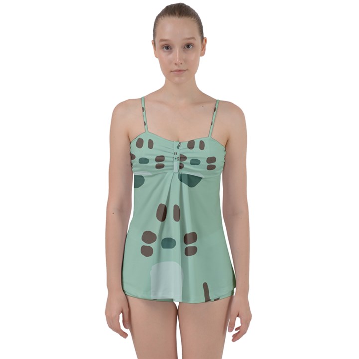 Lineless Background For Minty Wildlife Monster Babydoll Tankini Set