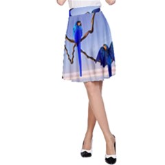 Wonderful Blue  Parrot Looking To The Ocean A-line Skirt by FantasyWorld7