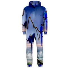 Wonderful Blue  Parrot Looking To The Ocean Hooded Jumpsuit (men)  by FantasyWorld7