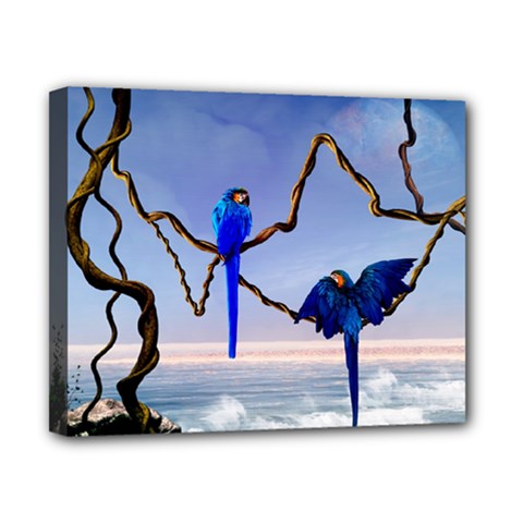 Wonderful Blue  Parrot Looking To The Ocean Canvas 10  X 8  by FantasyWorld7