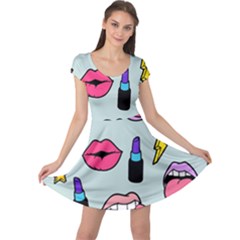 Lipstick Lips Heart Valentine Star Lightning Beauty Sexy Cap Sleeve Dress by Mariart