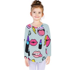 Lipstick Lips Heart Valentine Star Lightning Beauty Sexy Kids  Long Sleeve Tee