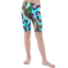 Multiscale Turing Pattern Recursive Coupled Stone Rainbow Kids  Mid Length Swim Shorts