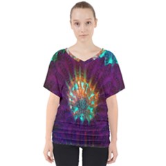 Live Green Brain Goniastrea Underwater Corals Consist Small V-neck Dolman Drape Top by Mariart