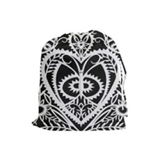 Paper Cut Butterflies Black White Drawstring Pouches (large)  by Mariart