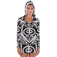 Paper Cut Butterflies Black White Long Sleeve Hooded T-shirt