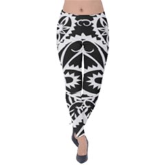 Paper Cut Butterflies Black White Velvet Leggings by Mariart