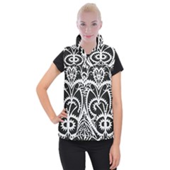 Paper Cut Butterflies Black White Women s Button Up Puffer Vest by Mariart