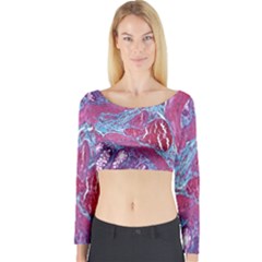 Natural Stone Red Blue Space Explore Medical Illustration Alternative Long Sleeve Crop Top