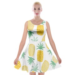 Pineapple Fruite Seamless Pattern Velvet Skater Dress