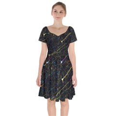 Neurons Light Neon Net Short Sleeve Bardot Dress by Mariart