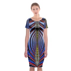 Illustration Robot Wave Rainbow Classic Short Sleeve Midi Dress by Mariart