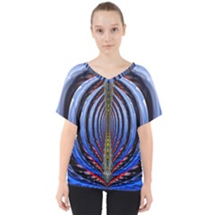 Illustration Robot Wave Rainbow V-neck Dolman Drape Top