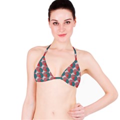 Pink Red Grey Three Art Bikini Top