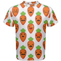 Seamless Background Carrots Emotions Illustration Face Smile Cry Cute Orange Men s Cotton Tee