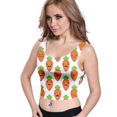 Seamless Background Carrots Emotions Illustration Face Smile Cry Cute Orange Crop Top by Mariart