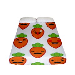 Seamless Background Carrots Emotions Illustration Face Smile Cry Cute Orange Fitted Sheet (full/ Double Size)