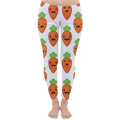 Seamless Background Carrots Emotions Illustration Face Smile Cry Cute Orange Classic Winter Leggings by Mariart