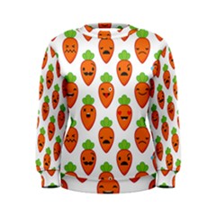 Seamless Background Carrots Emotions Illustration Face Smile Cry Cute Orange Women s Sweatshirt