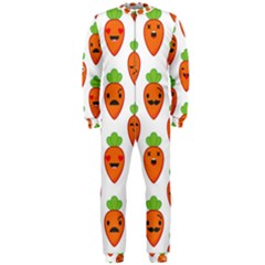 Seamless Background Carrots Emotions Illustration Face Smile Cry Cute Orange Onepiece Jumpsuit (men) 