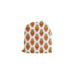 Seamless Background Carrots Emotions Illustration Face Smile Cry Cute Orange Drawstring Pouches (xs)  by Mariart