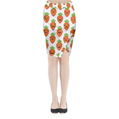 Seamless Background Carrots Emotions Illustration Face Smile Cry Cute Orange Midi Wrap Pencil Skirt by Mariart