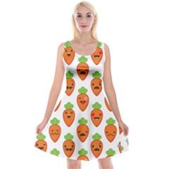 Seamless Background Carrots Emotions Illustration Face Smile Cry Cute Orange Reversible Velvet Sleeveless Dress by Mariart