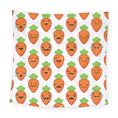 Seamless Background Carrots Emotions Illustration Face Smile Cry Cute Orange Square Tapestry (large)