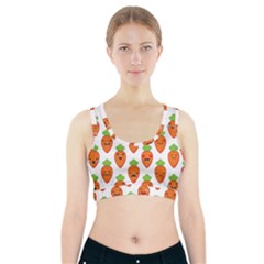 Seamless Background Carrots Emotions Illustration Face Smile Cry Cute Orange Sports Bra With Pocket