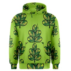 Seamless Background Green Leaves Black Outline Men s Pullover Hoodie