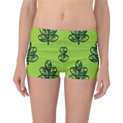 Seamless Background Green Leaves Black Outline Reversible Boyleg Bikini Bottoms by Mariart