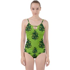 Seamless Background Green Leaves Black Outline Cut Out Top Tankini Set by Mariart