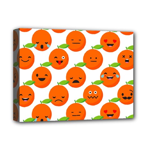 Seamless Background Orange Emotions Illustration Face Smile  Mask Fruits Deluxe Canvas 16  X 12  