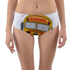 Back To School - School Bus Reversible Mid-waist Bikini Bottoms