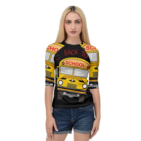 Back To School - School Bus Quarter Sleeve Raglan Tee by Valentinaart