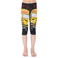 Back To School - School Bus Kids  Capri Leggings  by Valentinaart