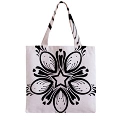 Star Sunflower Flower Floral Black Zipper Grocery Tote Bag