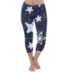 Star Space Line Blue Art Cute Kids Capri Winter Leggings 