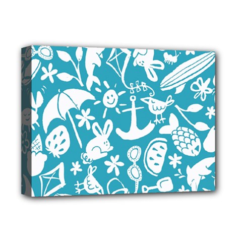 Summer Icons Toss Pattern Deluxe Canvas 16  X 12   by Mariart