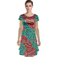 Recursive Coupled Turing Pattern Red Blue Cap Sleeve Nightdress by Mariart