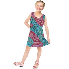Recursive Coupled Turing Pattern Red Blue Kids  Tunic Dress by Mariart