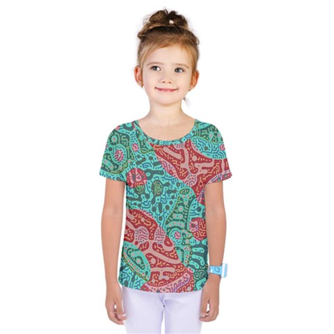 Recursive Coupled Turing Pattern Red Blue Kids  One Piece Tee by Mariart