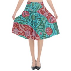 Recursive Coupled Turing Pattern Red Blue Flared Midi Skirt by Mariart