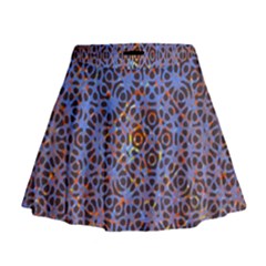 Silk Screen Sound Frequencies Net Blue Mini Flare Skirt by Mariart