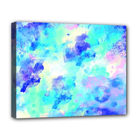 Transparent Colorful Rainbow Blue Paint Sky Deluxe Canvas 20  X 16   by Mariart