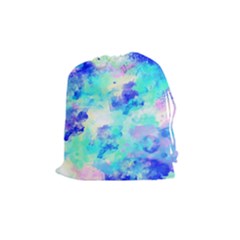 Transparent Colorful Rainbow Blue Paint Sky Drawstring Pouches (medium)  by Mariart