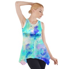 Transparent Colorful Rainbow Blue Paint Sky Side Drop Tank Tunic by Mariart