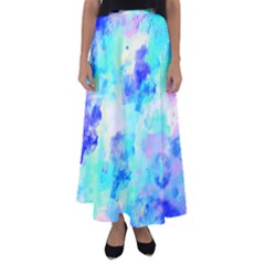 Transparent Colorful Rainbow Blue Paint Sky Flared Maxi Skirt