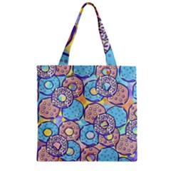 Donuts Pattern Zipper Grocery Tote Bag by ValentinaDesign